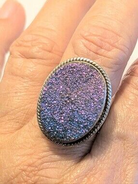 Nicky Butler Heavy Sterling Silver Brilliant Multicolor 25mm Druzy Sz 8.5 Ring